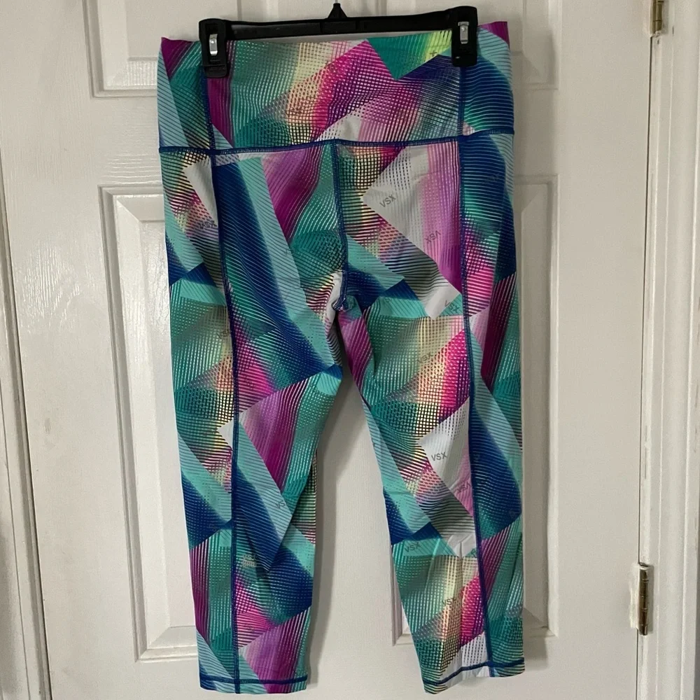 VSX Victoria's Secret Sport Knockout Crop Neon Abstract Geo Print - Picture 3 of 4
